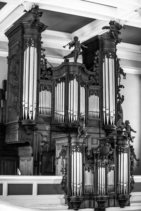 Le buffet de l’orgue Stiehr-Mockers en tribune